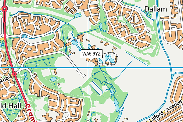 WA5 9YZ map - OS VectorMap District (Ordnance Survey)