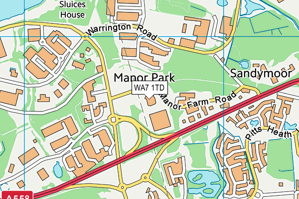 WA7 1TD map - OS VectorMap District (Ordnance Survey)