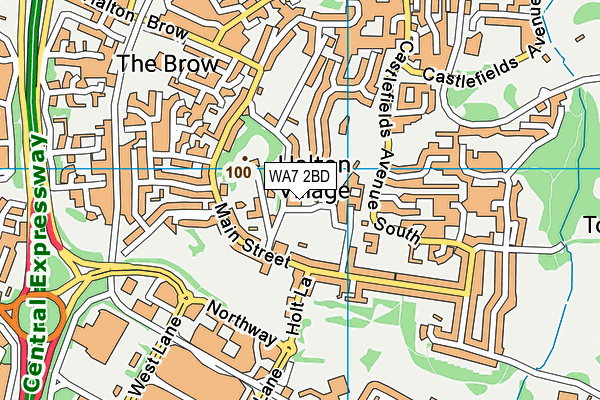 WA7 2BD map - OS VectorMap District (Ordnance Survey)