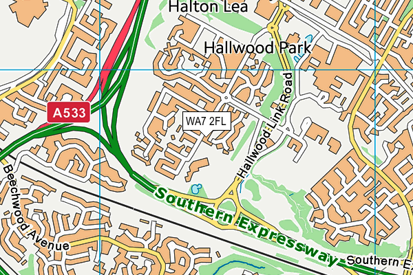 Hallwood Park Primary School and Nursery map (WA7 2FL) - OS VectorMap District (Ordnance Survey)