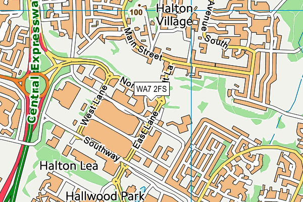 WA7 2FS map - OS VectorMap District (Ordnance Survey)