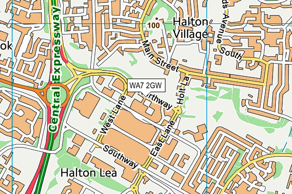 WA7 2GW map - OS VectorMap District (Ordnance Survey)