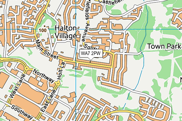 WA7 2PW map - OS VectorMap District (Ordnance Survey)
