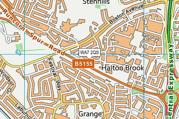WA7 2QS map - OS VectorMap District (Ordnance Survey)