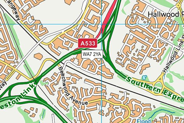 WA7 2YA map - OS VectorMap District (Ordnance Survey)