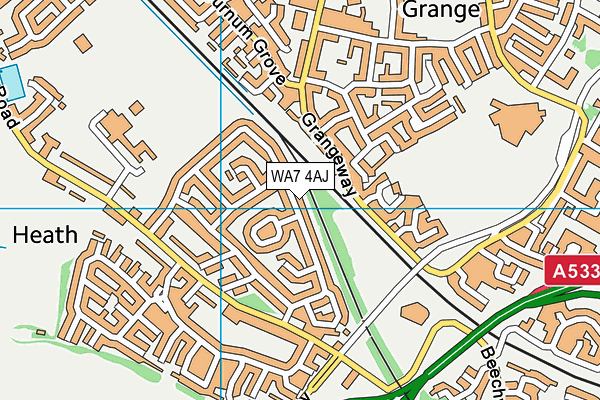 WA7 4AJ map - OS VectorMap District (Ordnance Survey)