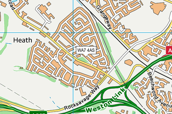 WA7 4AS map - OS VectorMap District (Ordnance Survey)