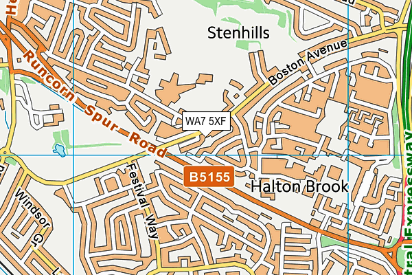 WA7 5XF map - OS VectorMap District (Ordnance Survey)