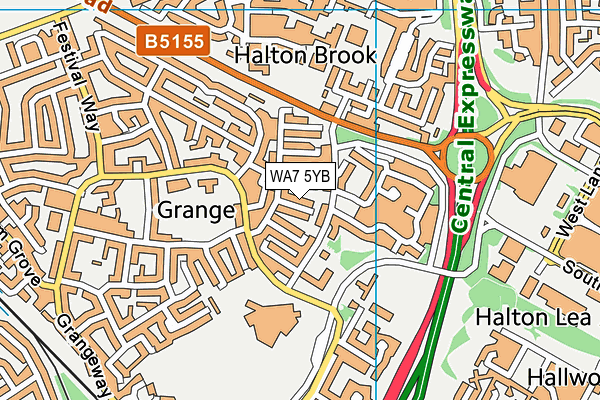 WA7 5YB map - OS VectorMap District (Ordnance Survey)