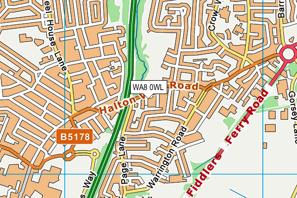 WA8 0WL map - OS VectorMap District (Ordnance Survey)