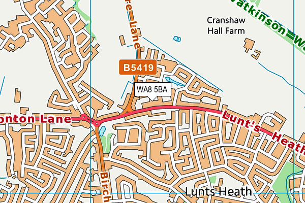 WA8 5BA map - OS VectorMap District (Ordnance Survey)