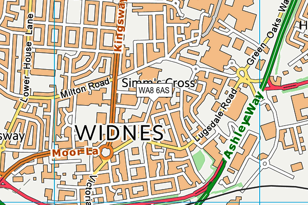 WA8 6AS map - OS VectorMap District (Ordnance Survey)