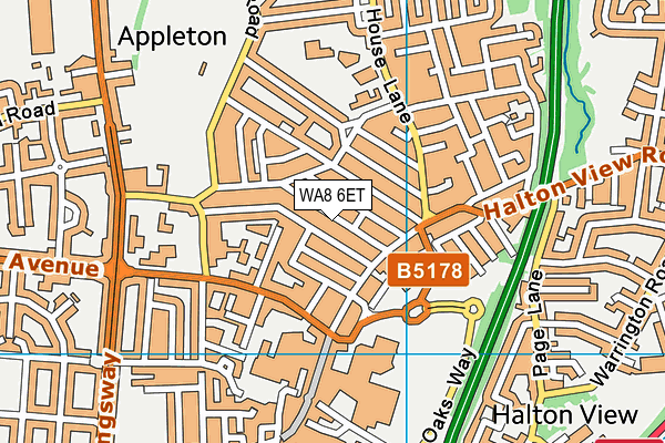 WA8 6ET map - OS VectorMap District (Ordnance Survey)