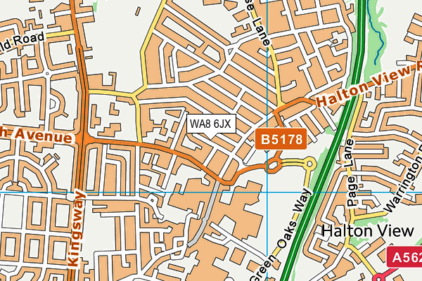 WA8 6JX map - OS VectorMap District (Ordnance Survey)