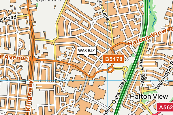 WA8 6JZ map - OS VectorMap District (Ordnance Survey)