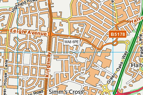 WA8 6PE map - OS VectorMap District (Ordnance Survey)