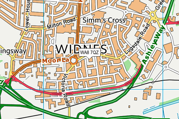 WA8 7QZ map - OS VectorMap District (Ordnance Survey)