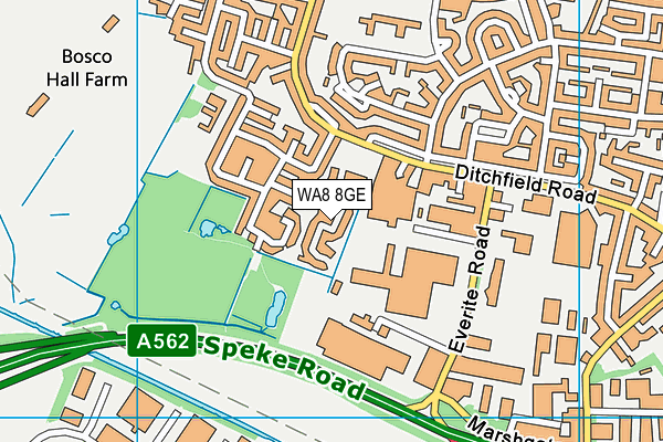 WA8 8GE map - OS VectorMap District (Ordnance Survey)