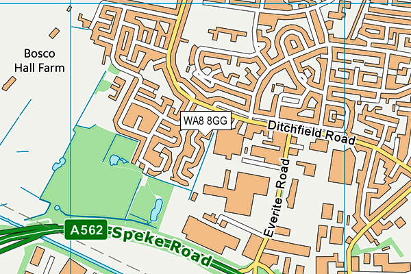 WA8 8GG map - OS VectorMap District (Ordnance Survey)