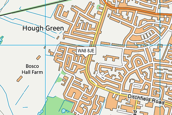 WA8 8JE map - OS VectorMap District (Ordnance Survey)