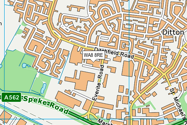 WA8 8RE map - OS VectorMap District (Ordnance Survey)