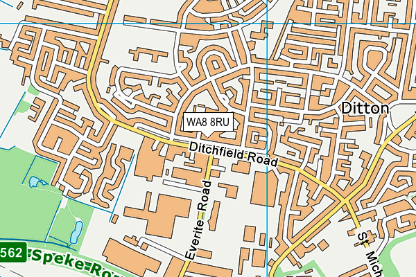 WA8 8RU map - OS VectorMap District (Ordnance Survey)