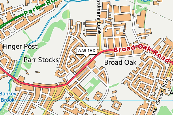 WA9 1RX map - OS VectorMap District (Ordnance Survey)