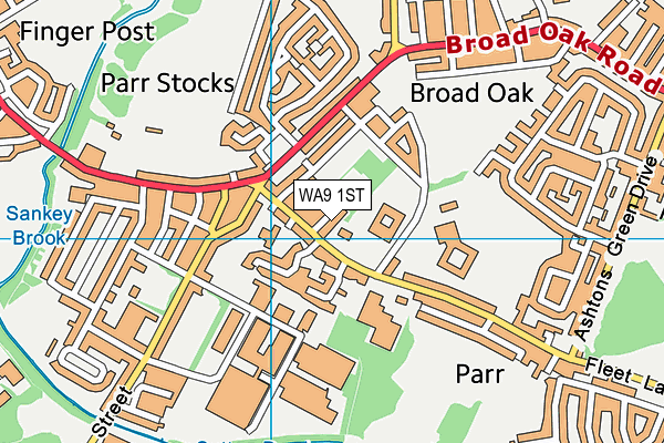WA9 1ST map - OS VectorMap District (Ordnance Survey)