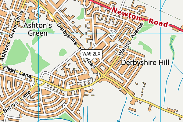 WA9 2LX map - OS VectorMap District (Ordnance Survey)