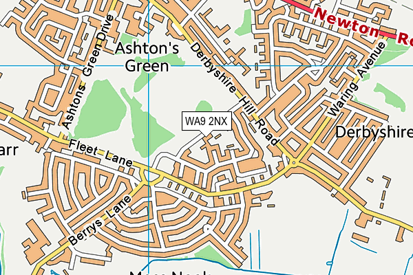 WA9 2NX map - OS VectorMap District (Ordnance Survey)