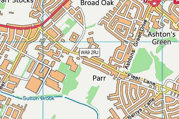 WA9 2RJ map - OS VectorMap District (Ordnance Survey)