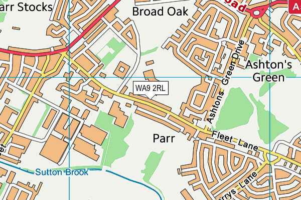 WA9 2RL map - OS VectorMap District (Ordnance Survey)