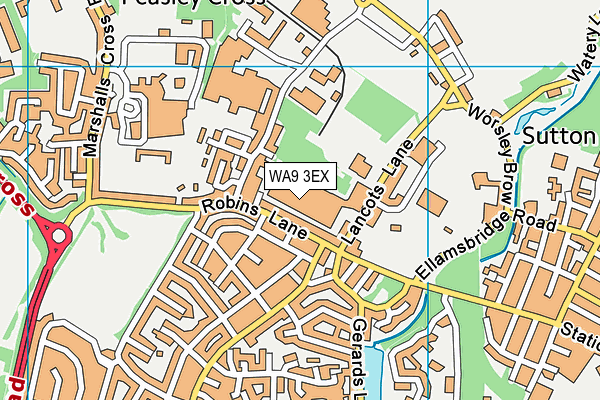 WA9 3EX map - OS VectorMap District (Ordnance Survey)