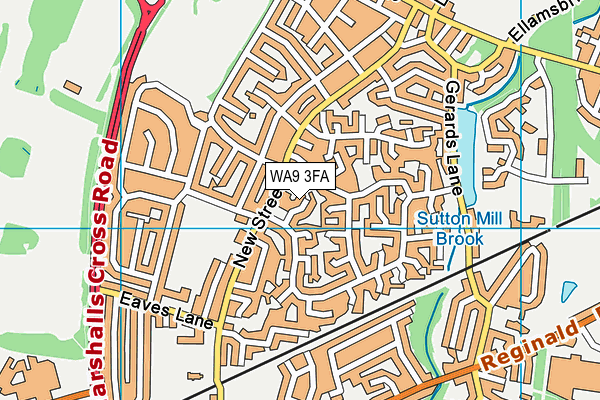 WA9 3FA map - OS VectorMap District (Ordnance Survey)