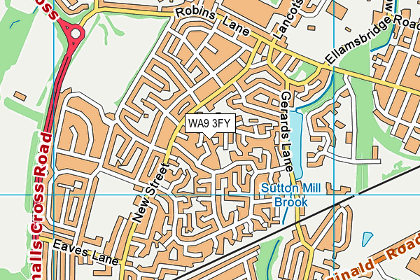 WA9 3FY map - OS VectorMap District (Ordnance Survey)