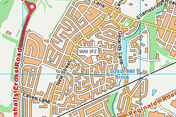 WA9 3FZ map - OS VectorMap District (Ordnance Survey)