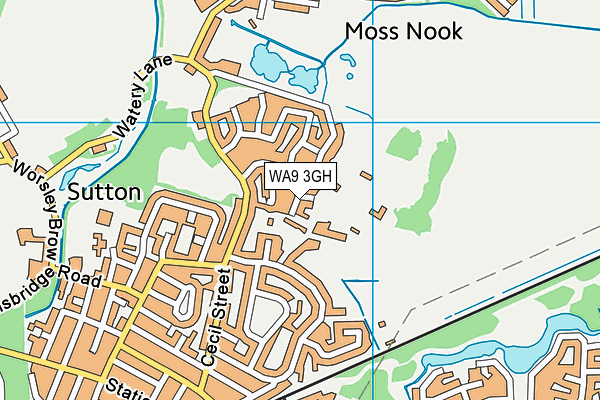 WA9 3GH map - OS VectorMap District (Ordnance Survey)