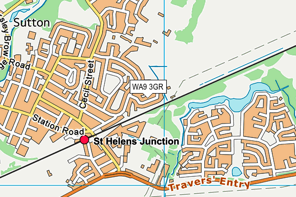 WA9 3GR map - OS VectorMap District (Ordnance Survey)