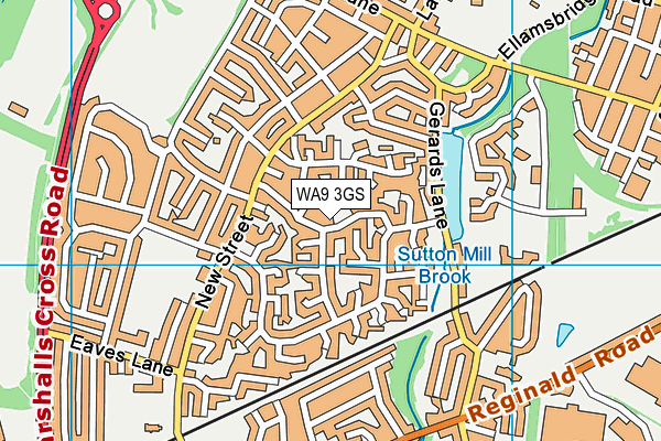 WA9 3GS map - OS VectorMap District (Ordnance Survey)