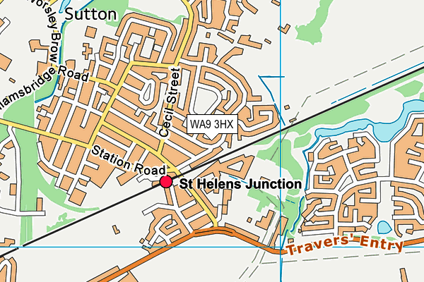 WA9 3HX map - OS VectorMap District (Ordnance Survey)