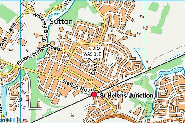 WA9 3LB map - OS VectorMap District (Ordnance Survey)