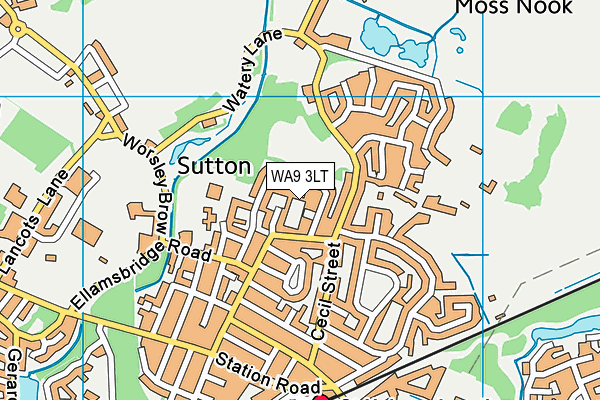 WA9 3LT map - OS VectorMap District (Ordnance Survey)