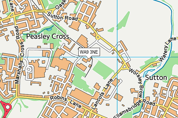 WA9 3NE map - OS VectorMap District (Ordnance Survey)
