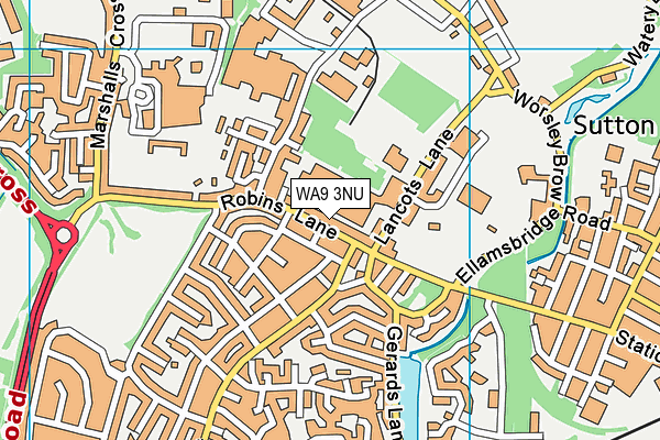 WA9 3NU map - OS VectorMap District (Ordnance Survey)