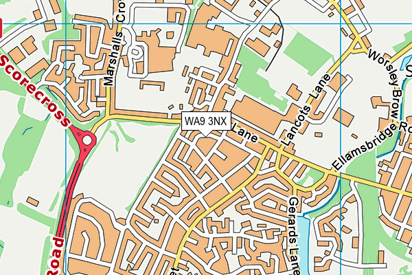 WA9 3NX map - OS VectorMap District (Ordnance Survey)