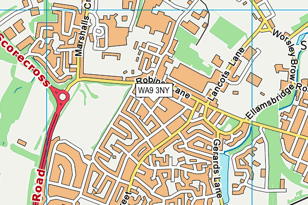 WA9 3NY map - OS VectorMap District (Ordnance Survey)