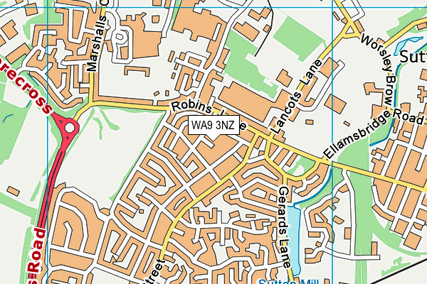 WA9 3NZ map - OS VectorMap District (Ordnance Survey)
