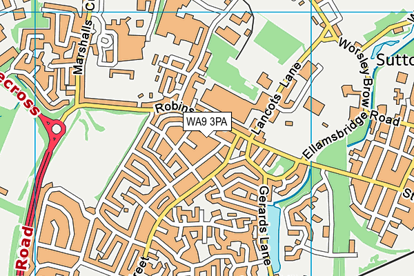 WA9 3PA map - OS VectorMap District (Ordnance Survey)