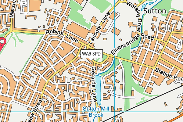 WA9 3PD map - OS VectorMap District (Ordnance Survey)