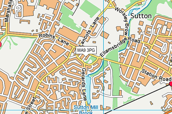 WA9 3PG map - OS VectorMap District (Ordnance Survey)
